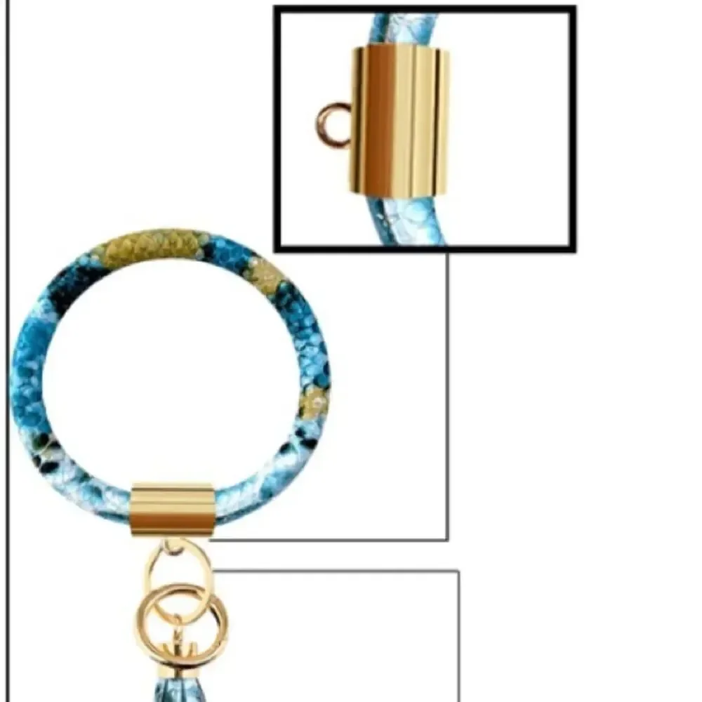 Blue snakeskin pattern key ring bracelet